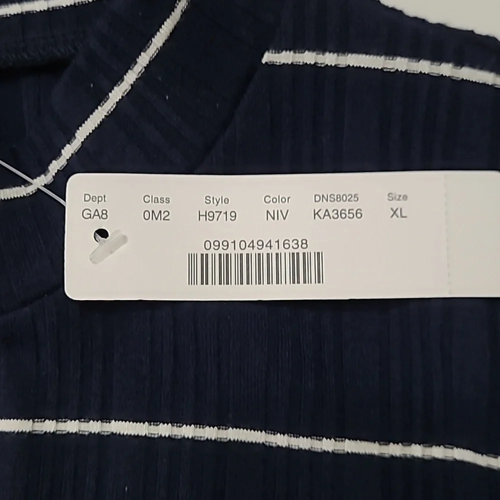 J. Crew Navy Blue & White Striped Sleeveless Ribbed High-Neck Top size XL